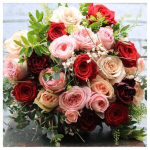 A mixed bouquet of roses for valentines day delivery in Kent